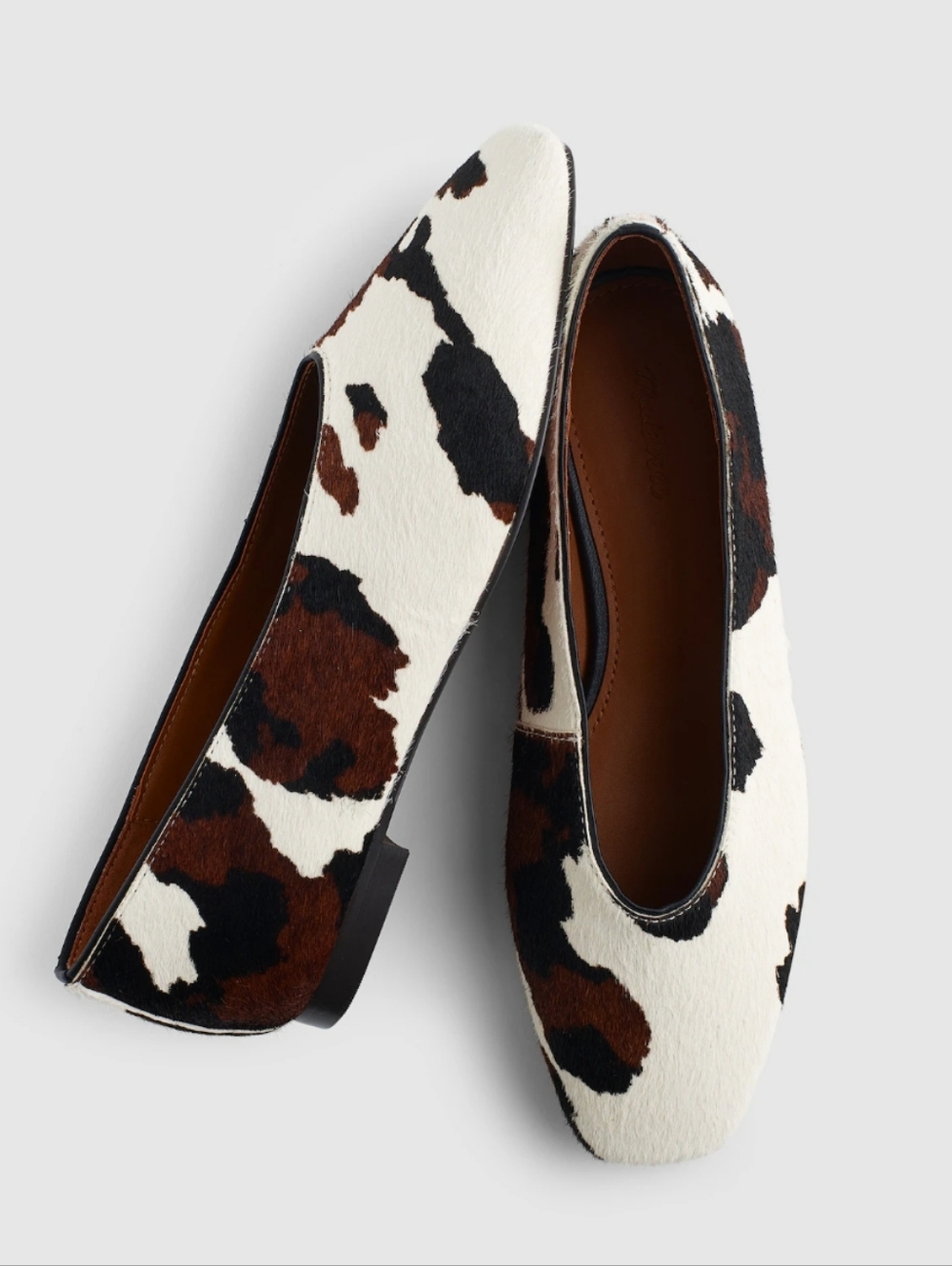 Madewell Mylie Ballet Flat - Real Cow Hair/Leather Cow Print Dark Carob Women 7